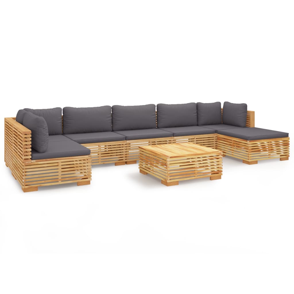 Set Divani da Giardino 8 pz con Cuscini Legno Massello di Teak