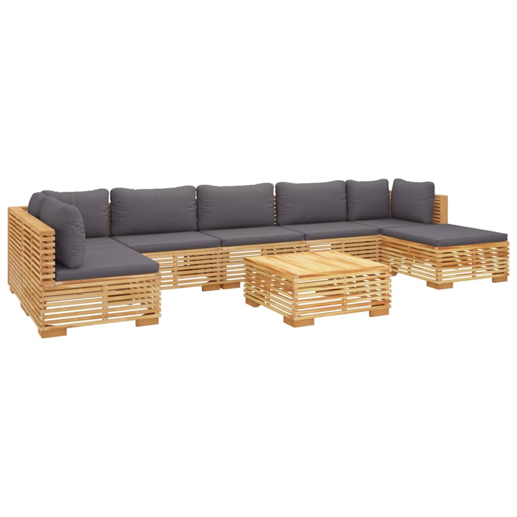 Set Divani da Giardino 8 pz con Cuscini Legno Massello di Teak