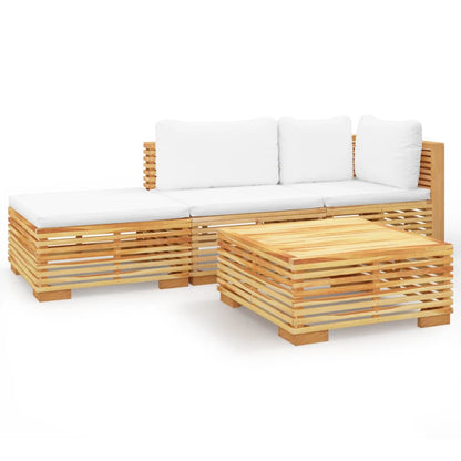 Set Divani da Giardino 4 pz con Cuscini Legno Massello di Teak