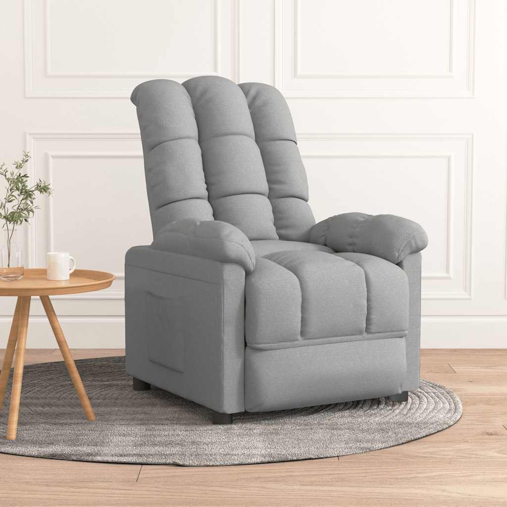 Poltrona reclinabile in tessuto grigio chiaro