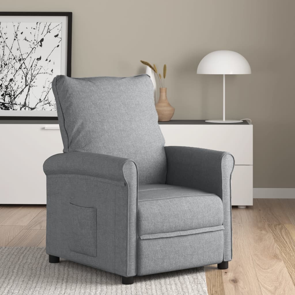 Poltrona reclinabile in tessuto grigio chiaro