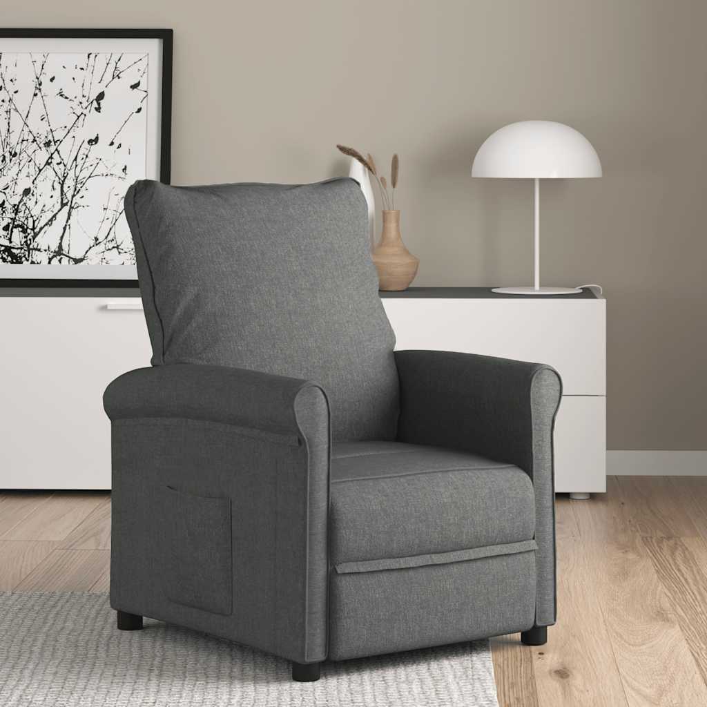 Poltrona reclinabile in tessuto grigio scuro