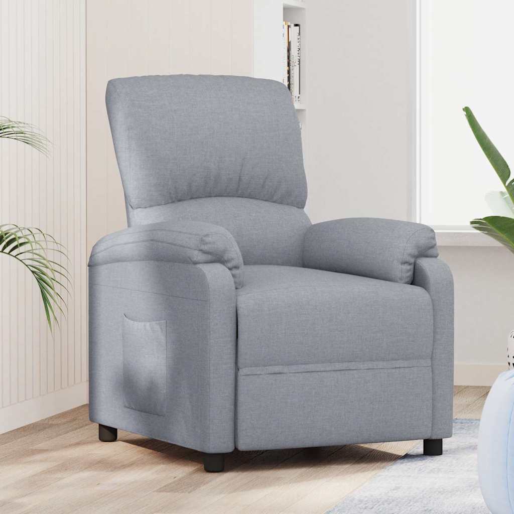 Poltrona reclinabile in tessuto grigio chiaro
