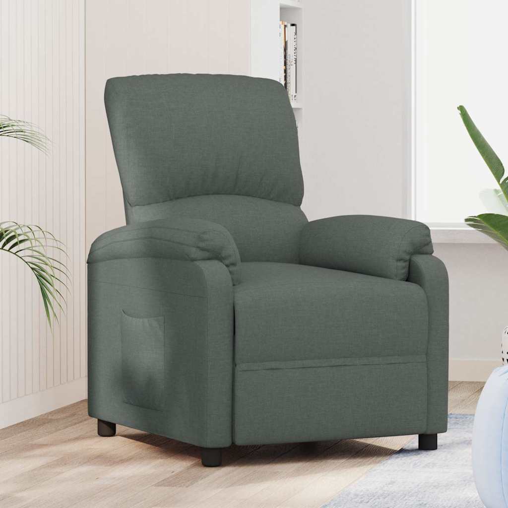 Poltrona reclinabile in tessuto grigio scuro