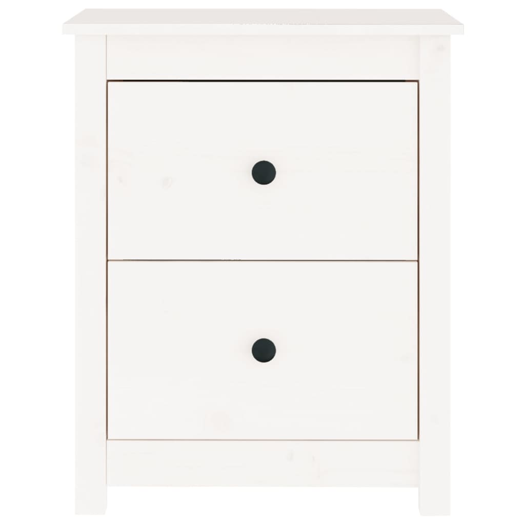 Comodino Bianco 50x35x61,5 cm in Legno Massello di Pino