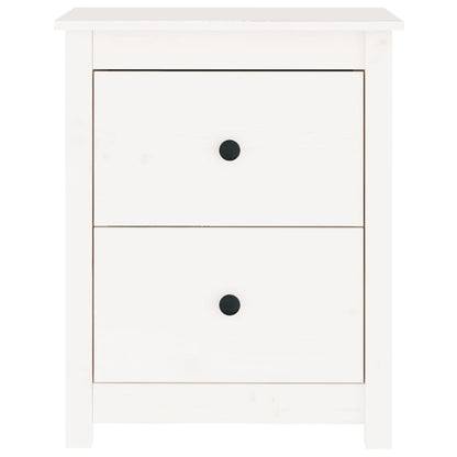 Comodino Bianco 50x35x61,5 cm in Legno Massello di Pino