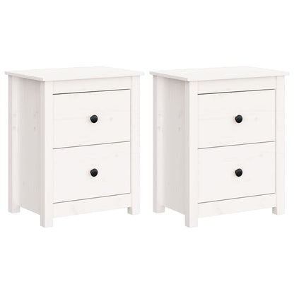 Comodini 2 pz Bianchi 50x35x61,5 cm in Legno Massello di Pino