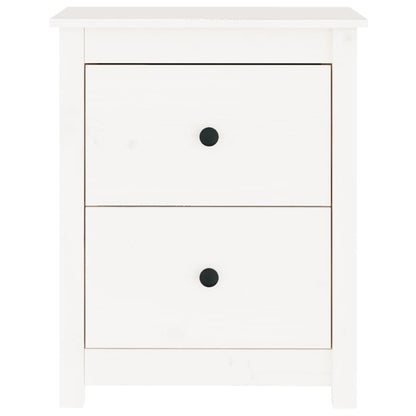 Comodini 2 pz Bianchi 50x35x61,5 cm in Legno Massello di Pino