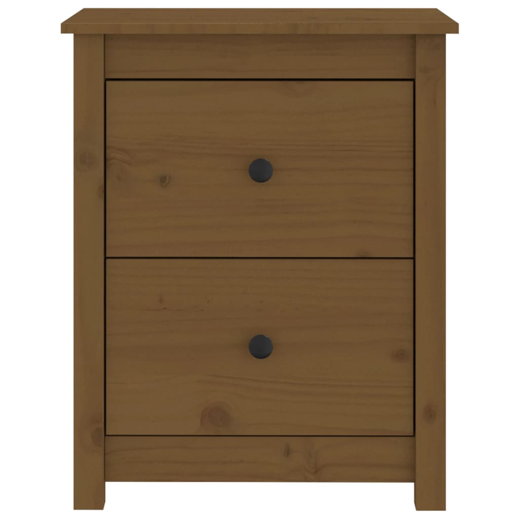 Comodino Marrone Ambra 50x35x61,5 cm in Legno Massello di Pino