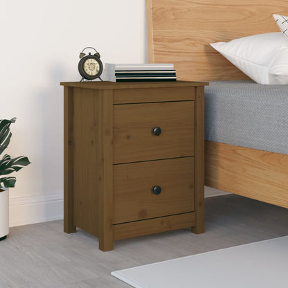 Comodino Marrone Ambra 50x35x61,5 cm in Legno Massello di Pino