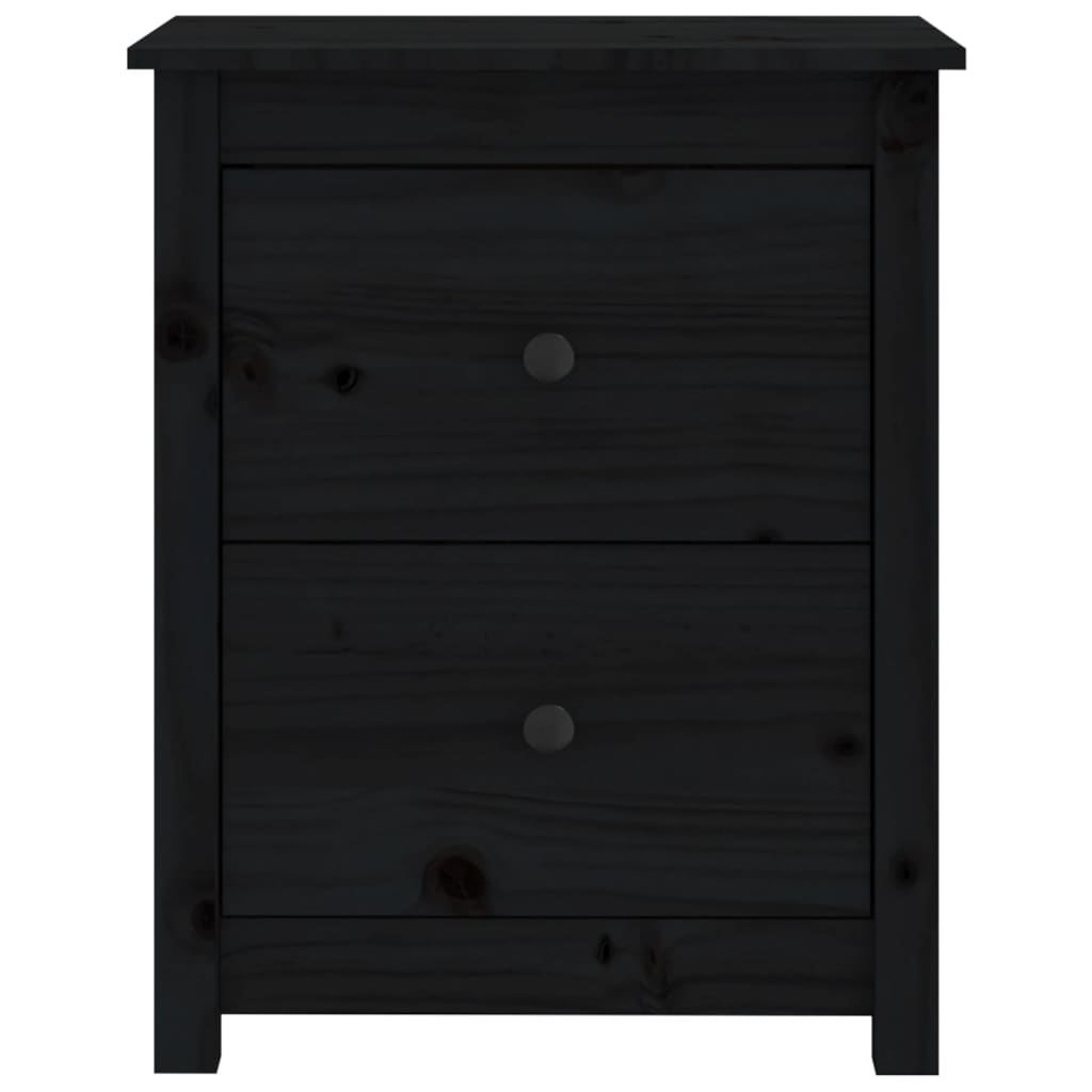 Comodini 2 pz Neri 50x35x61,5 cm in Legno Massello di Pino