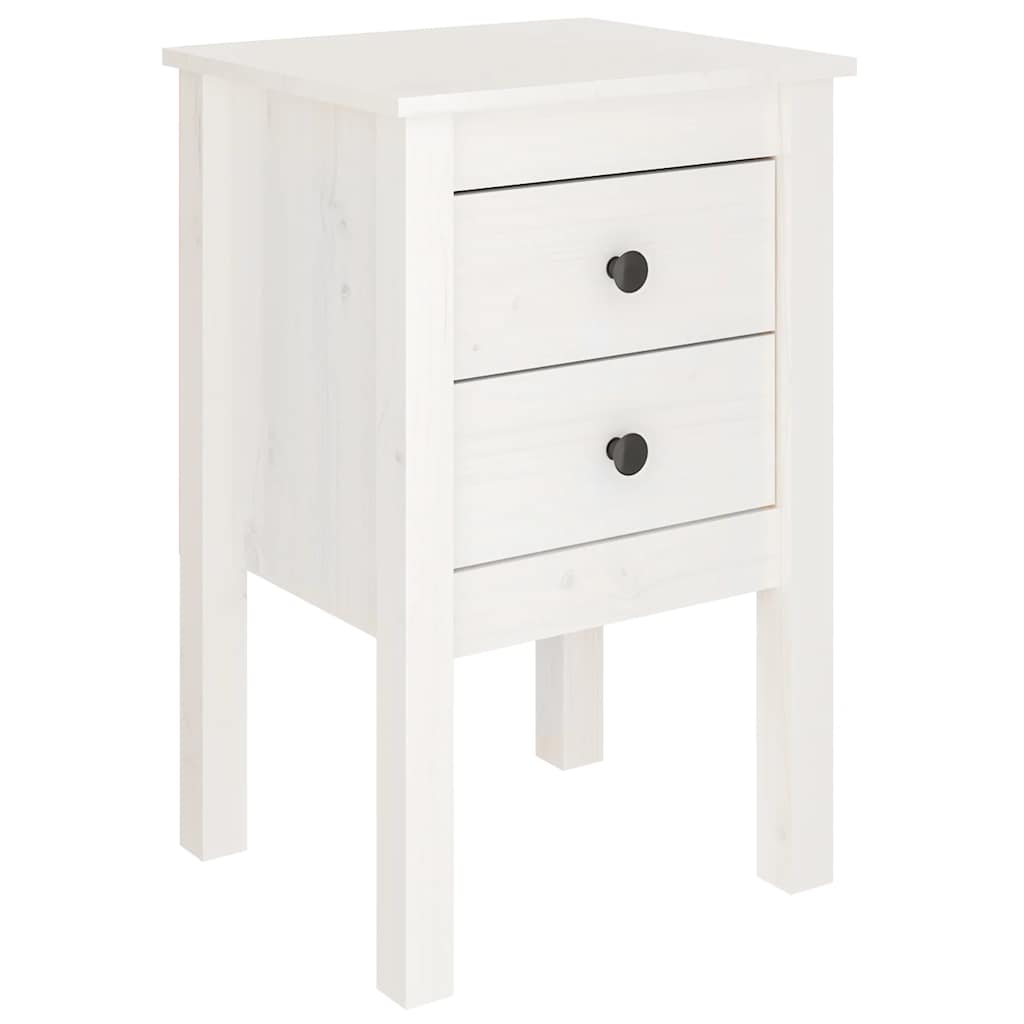 Comodini 2 pz Bianca 40x35x61,5 cm in Legno Massello di Pino