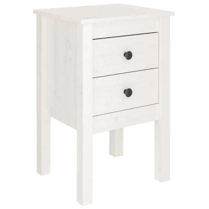 Comodini 2 pz Bianca 40x35x61,5 cm in Legno Massello di Pino