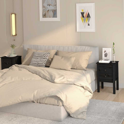 Comodini 2 pz Nera 40x35x61,5 cm in Legno Massello di Pino