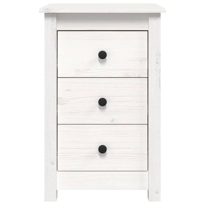 Comodino Bianca 40x35x61,5 cm in Legno Massello di Pino