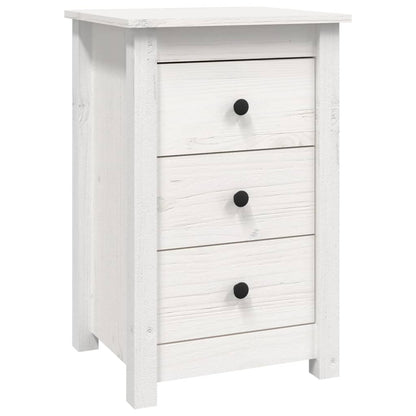 Comodini 2 pz Bianca 40x35x61,5 cm in Legno Massello di Pino