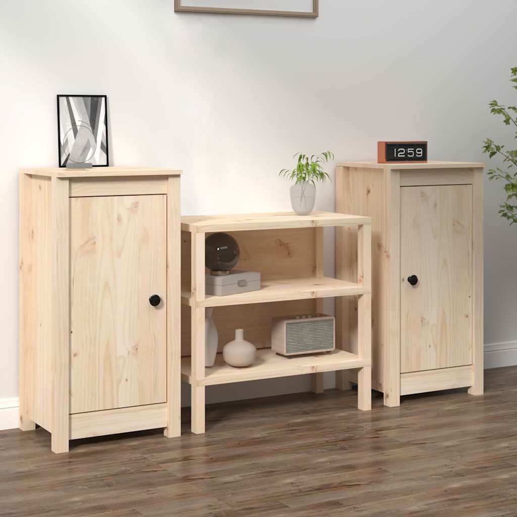 Credenze 2 pz 39x35x80 cm in Legno Massello di Pino