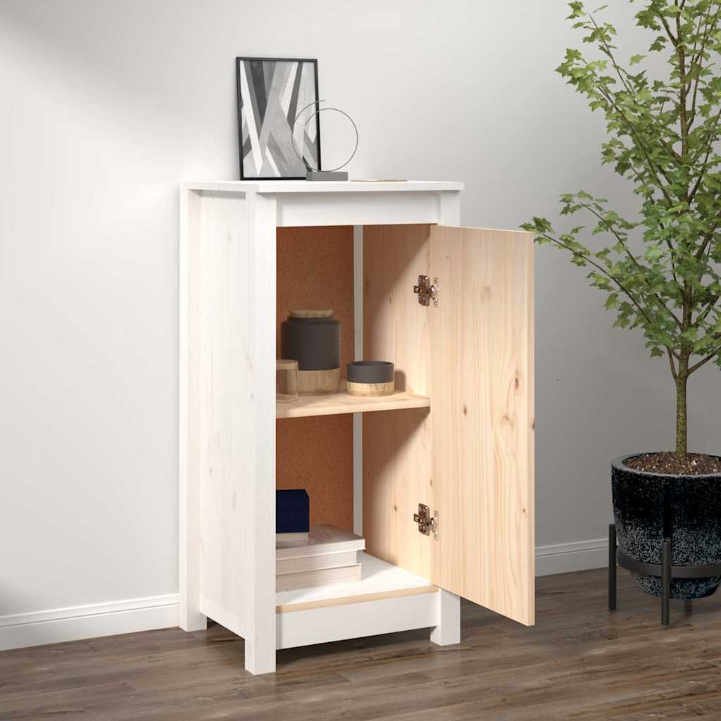 Credenza Bianca 39x35x80 cm in Legno Massello di Pino