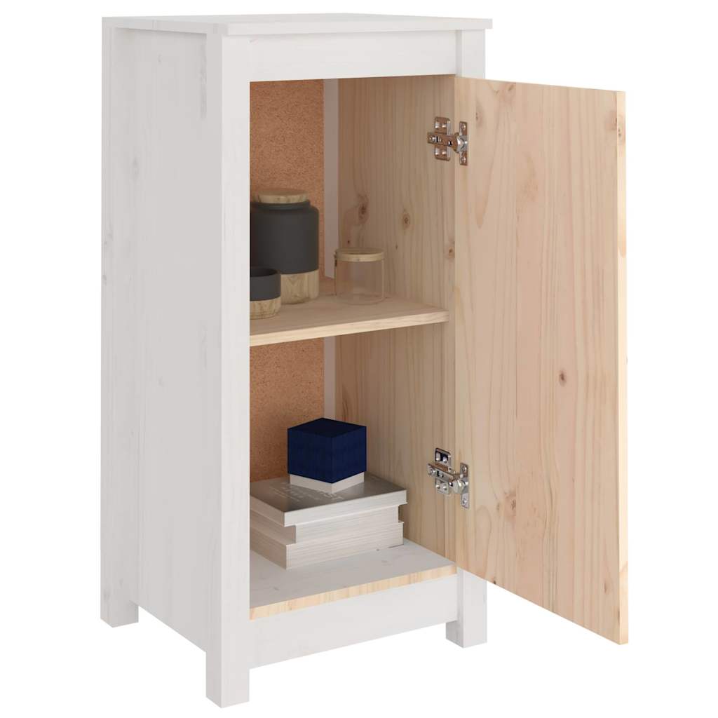 Credenza Bianca 39x35x80 cm in Legno Massello di Pino