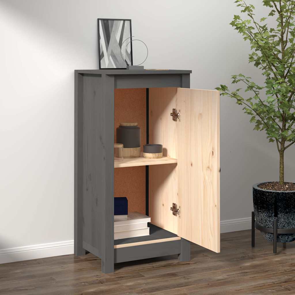 Credenza Grigia 39x35x80 cm in Legno Massello di Pino