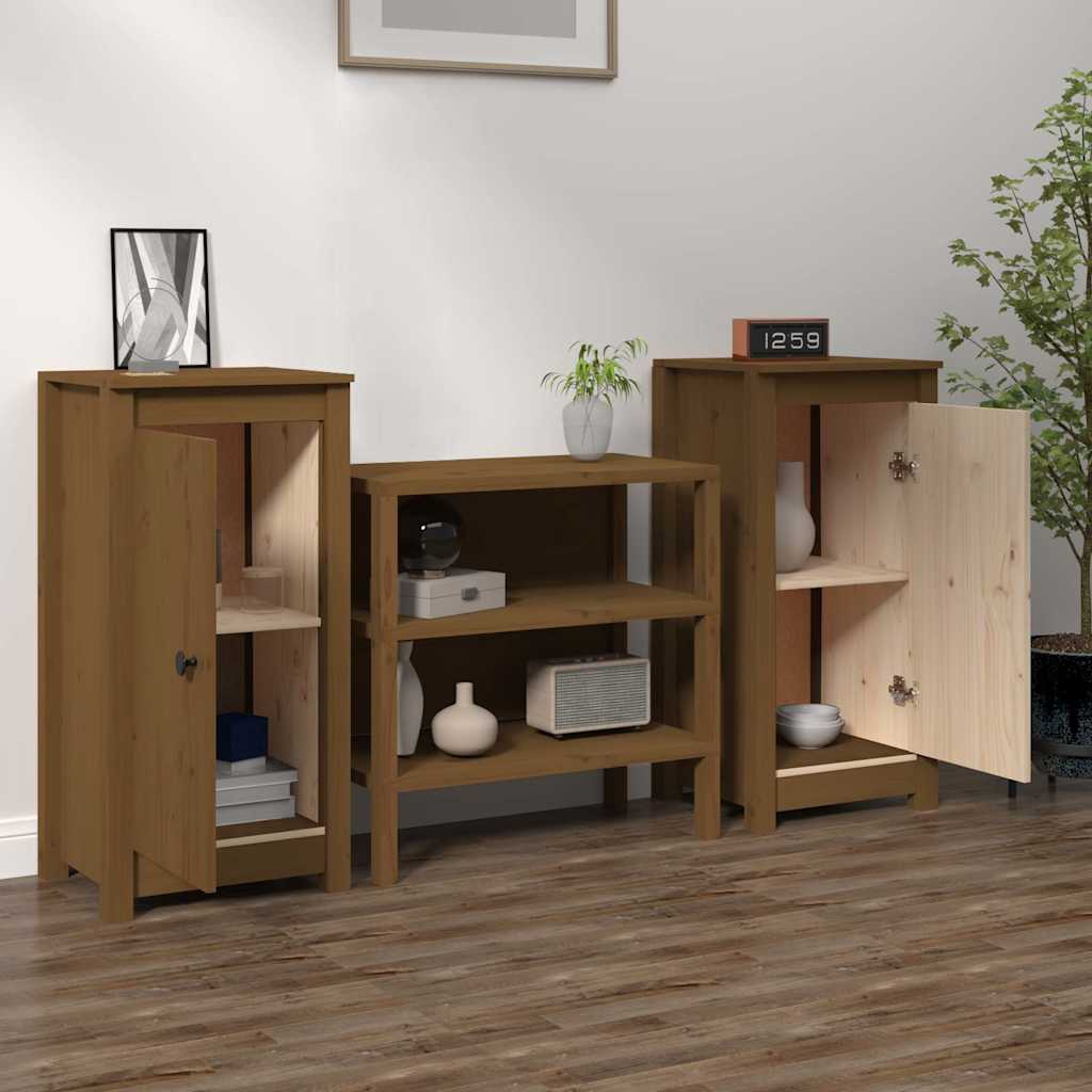 Credenze 2 pz Ambra 39x35x80 cm in Legno Massello di Pino