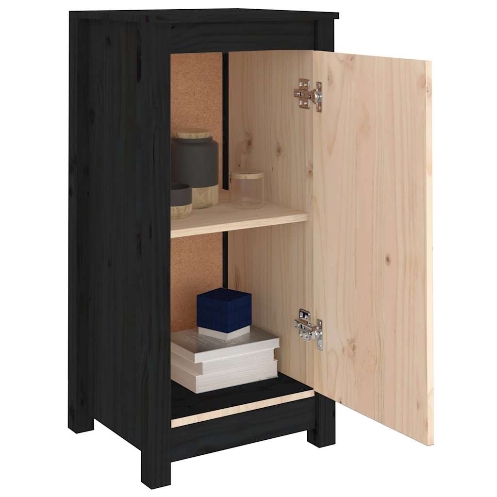 Credenze 2 pz Nere 39x35x80 cm in Legno Massello di Pino