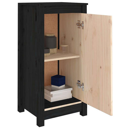 Credenze 2 pz Nere 39x35x80 cm in Legno Massello di Pino