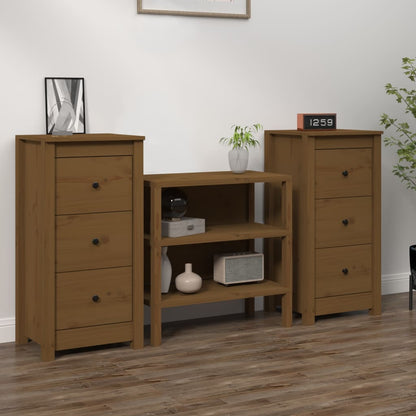 Credenze 2 pz Ambrate 40x35x80 cm in Legno Massello di Pino