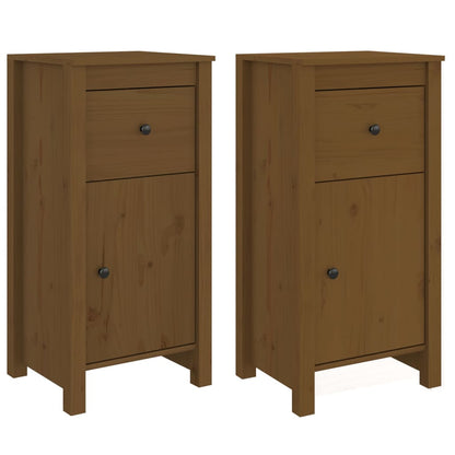 Credenze 2 pz Ambrate 40x35x80 cm in Legno Massello di Pino