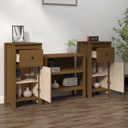 Credenze 2 pz Ambrate 40x35x80 cm in Legno Massello di Pino