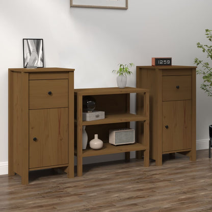 Credenze 2 pz Ambrate 40x35x80 cm in Legno Massello di Pino