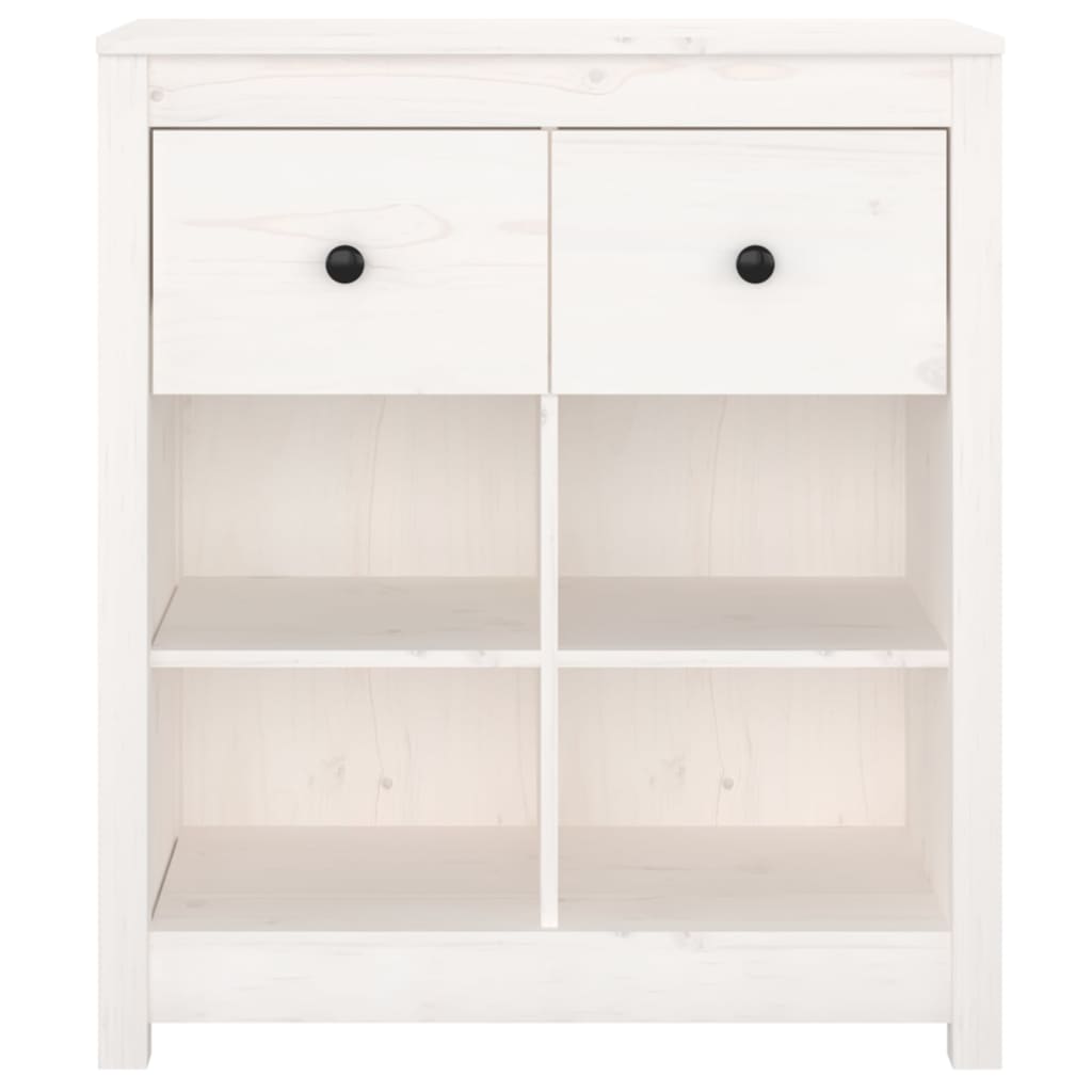 Credenza Bianca 70x35x80 cm in Legno Massello di Pino