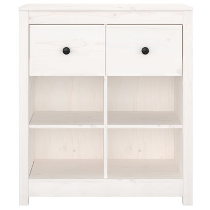 Credenza Bianca 70x35x80 cm in Legno Massello di Pino
