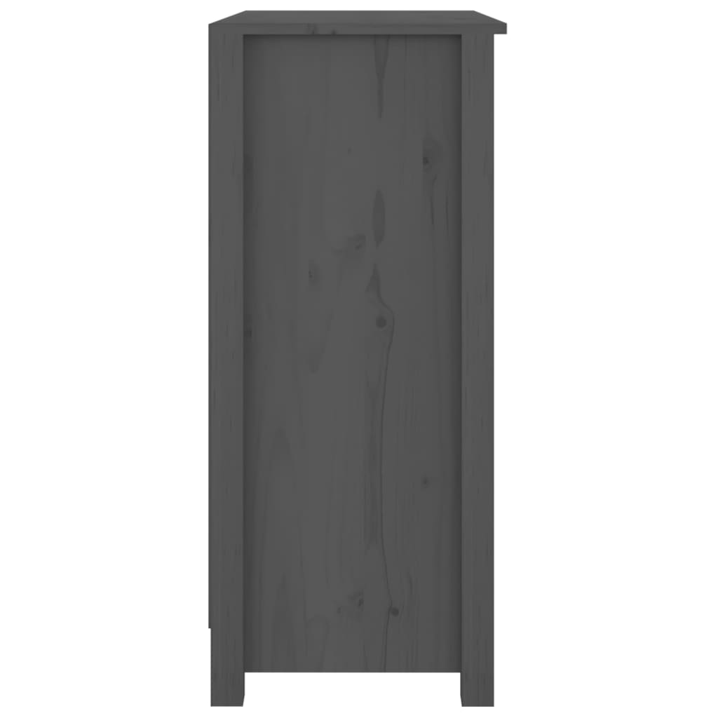 Credenza Grigia 70x35x80 cm in Legno Massello di Pino