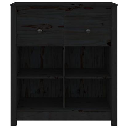 Credenza Nera 70x35x80 cm in Legno Massello di Pino