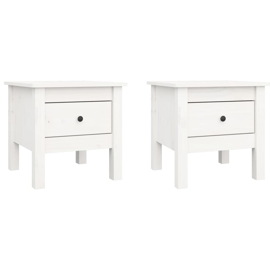 Tavolini 2 pz Bianchi 40x40x39 cm Legno Massello di Pino