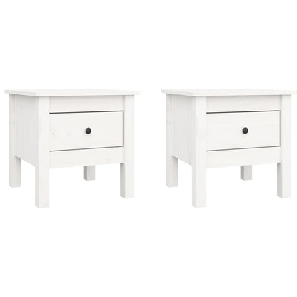 Tavolini 2 pz Bianchi 40x40x39 cm Legno Massello di Pino