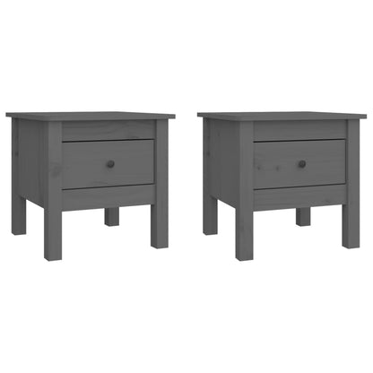 Tavolini 2 pz Grigi 40x40x39 cm Legno Massello di Pino