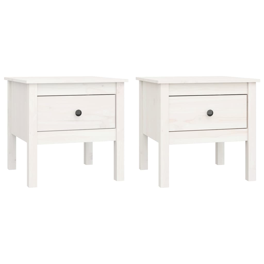 Tavolini 2 pz Bianchi 50x50x49 cm Legno Massello di Pino