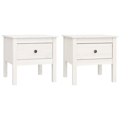 Tavolini 2 pz Bianchi 50x50x49 cm Legno Massello di Pino