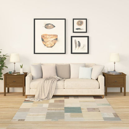 Tavolini 2 pz Marrone Ambrato 50x50x49cm Legno Massello di Pino