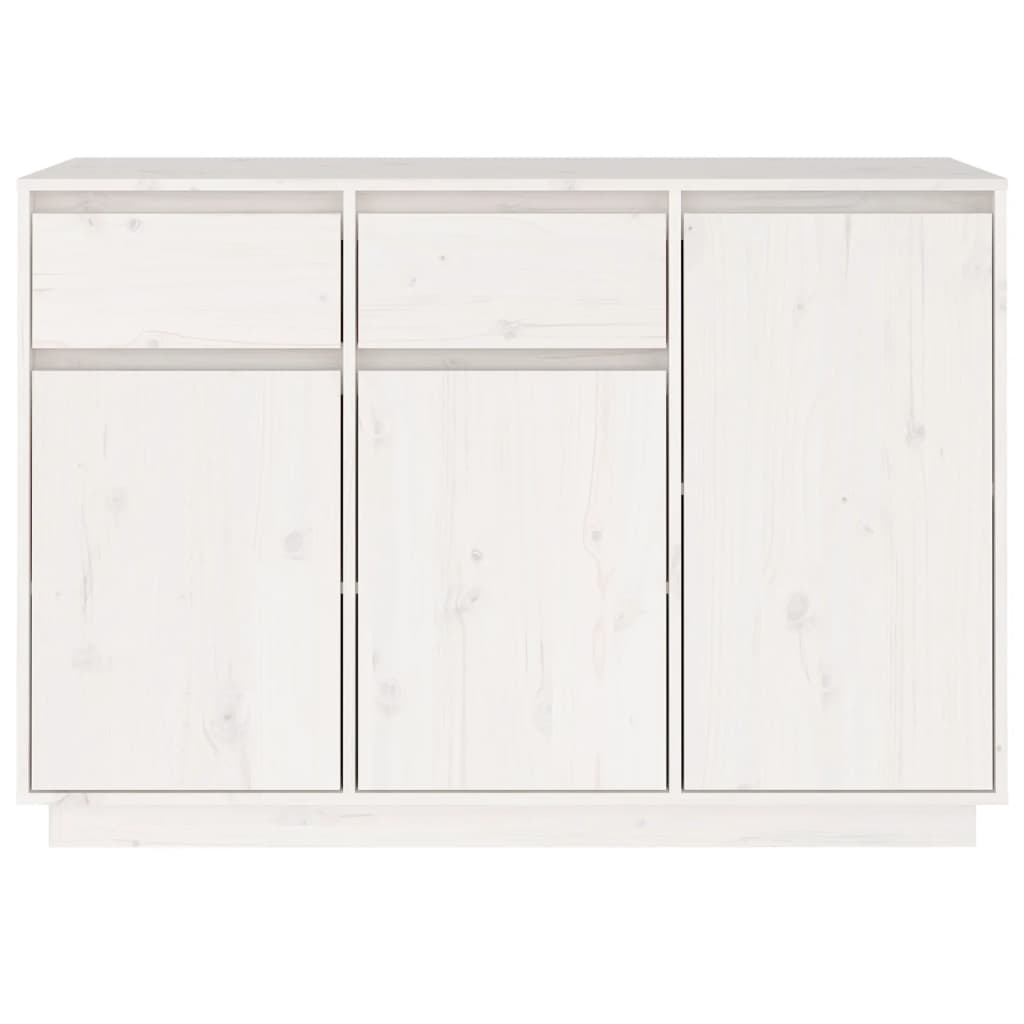 Credenza Bianca 110x34x75 cm in Legno Massello di Pino