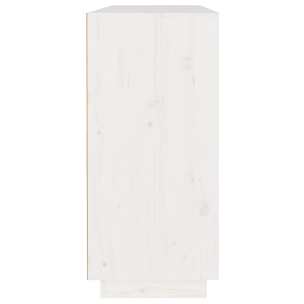 Credenza Bianca 110x34x75 cm in Legno Massello di Pino
