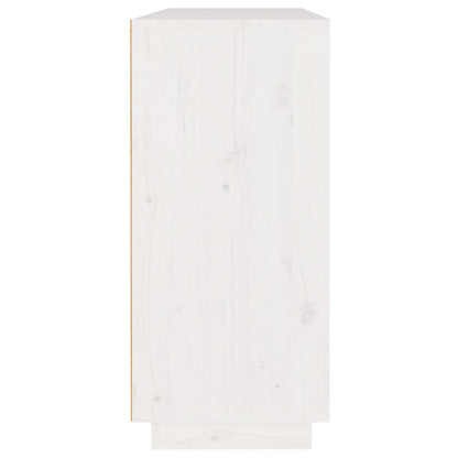 Credenza Bianca 110x34x75 cm in Legno Massello di Pino