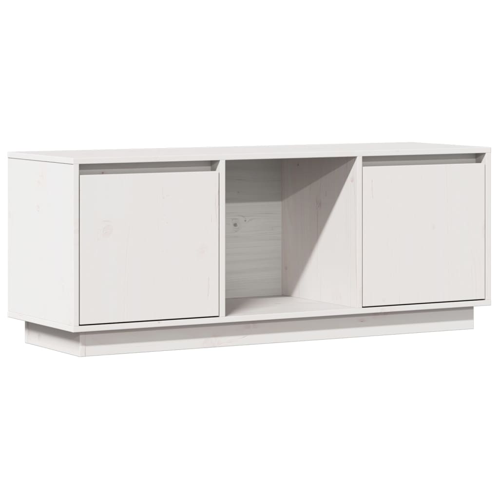 Mobile Porta TV Bianco 110,5x35x44 cm in Legno Massello di Pino