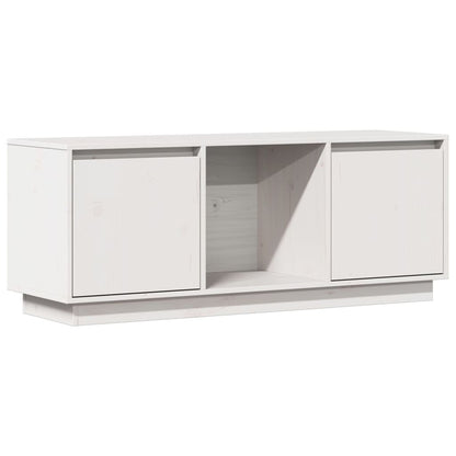 Mobile Porta TV Bianco 110,5x35x44 cm in Legno Massello di Pino