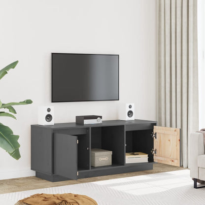 Mobile Porta TV Grigio 110,5x35x44 cm in Legno Massello di Pino
