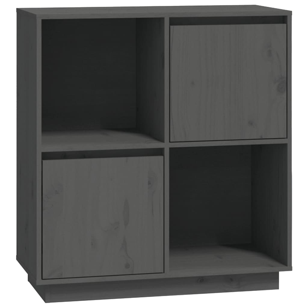 Credenza Grigia 74x35x80 cm in Legno Massello di Pino
