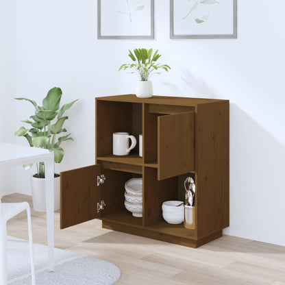 Credenza Marrone Ambrato 74x35x80 cm in Legno Massello di Pino