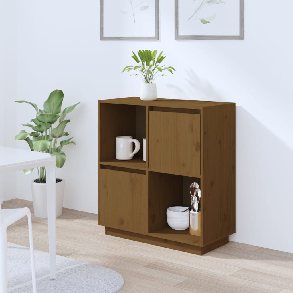 Credenza Marrone Ambrato 74x35x80 cm in Legno Massello di Pino